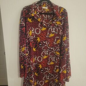 Stylish Red and Yellow Patterned Dress